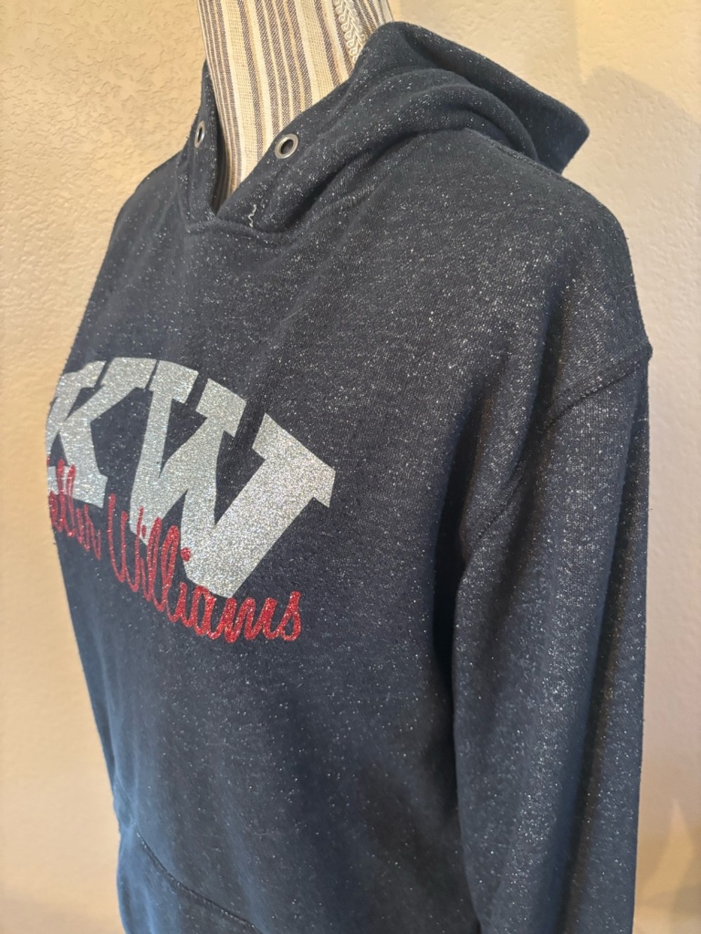 Keller Williams Hoodie Large Black Glitter Silver Red KW Logo by J. America - Picture 9 of 16